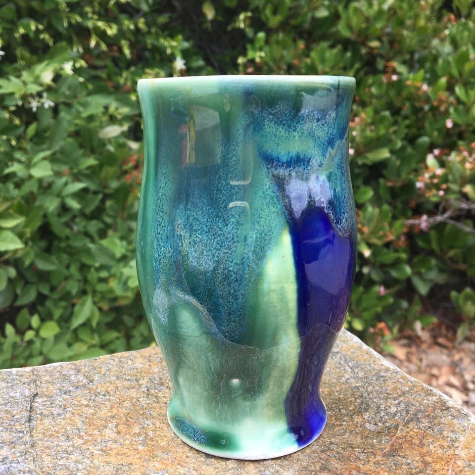 Cobalt and Jade Celadon combo Tumbler by Nannette M Brill