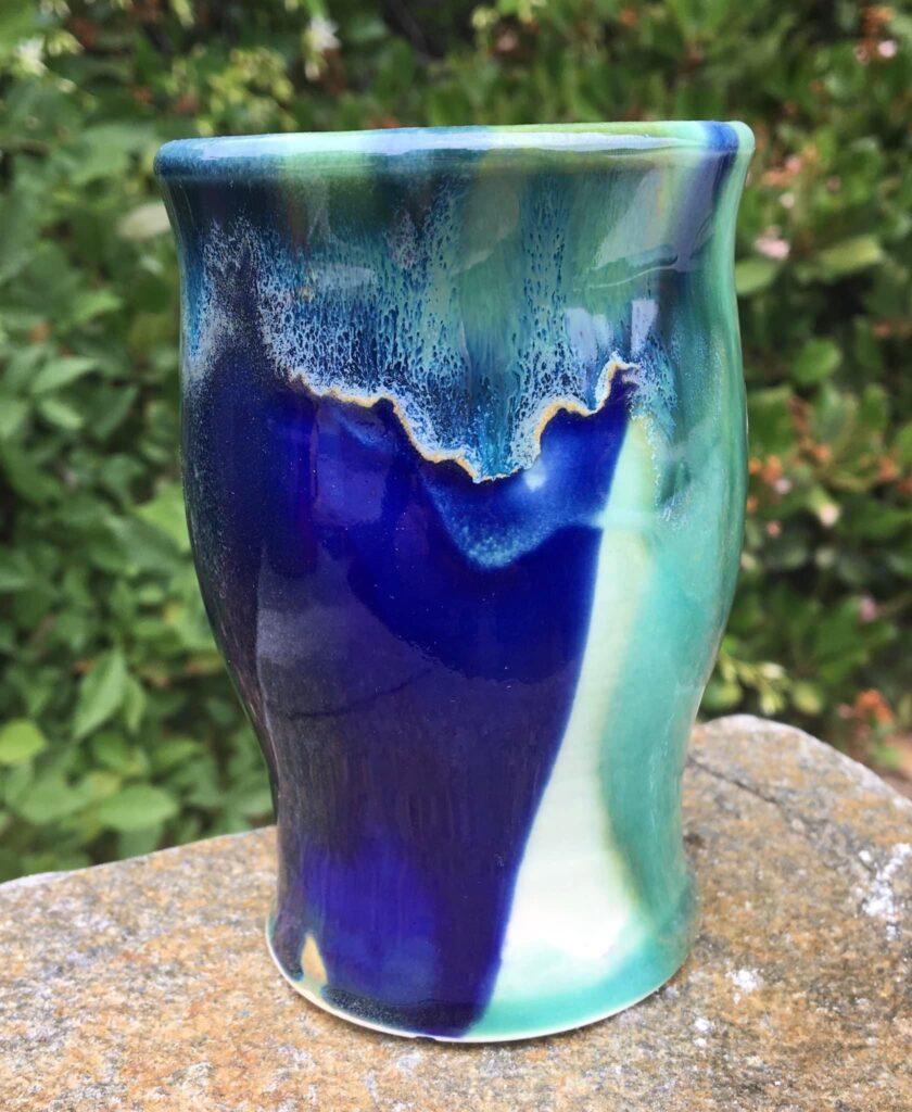 Cobalt and Jade Celadon Mug by Nannette M Brill