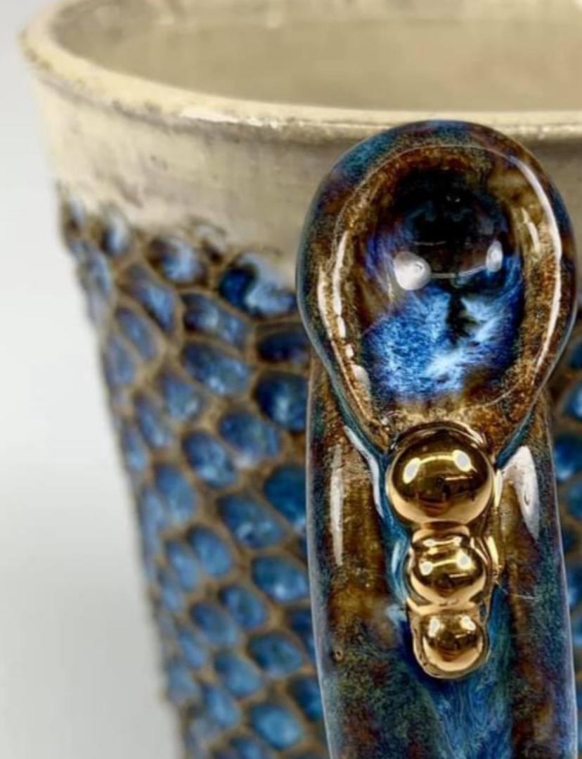 Blue Rutile and Gold Luster mug by Kimberly Anne Barron