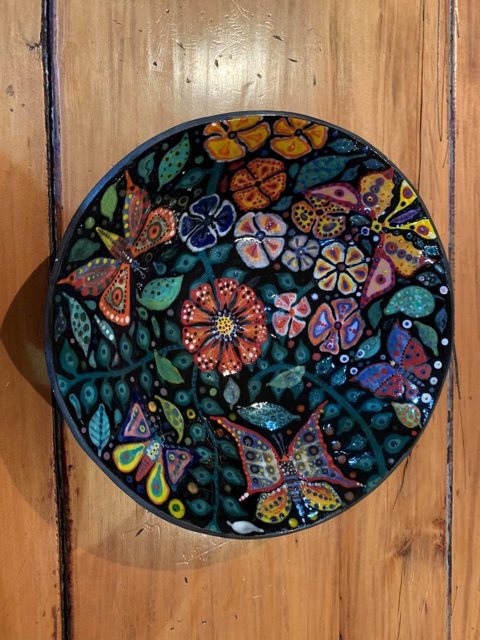 Underglazed plate by Judy Sampson