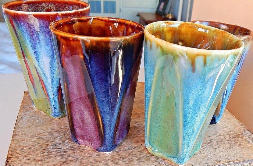 Four colorful tumblers by Marie Carmen Rodriguez Martines