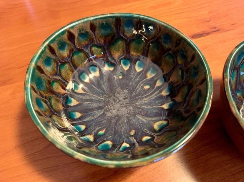 Peacock technique bowl by Ben Walker 