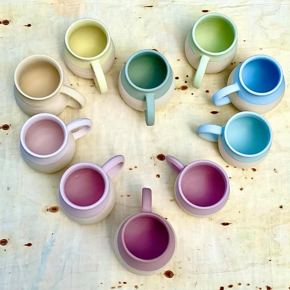 Rainbow Celadons by No Brainer Pottery