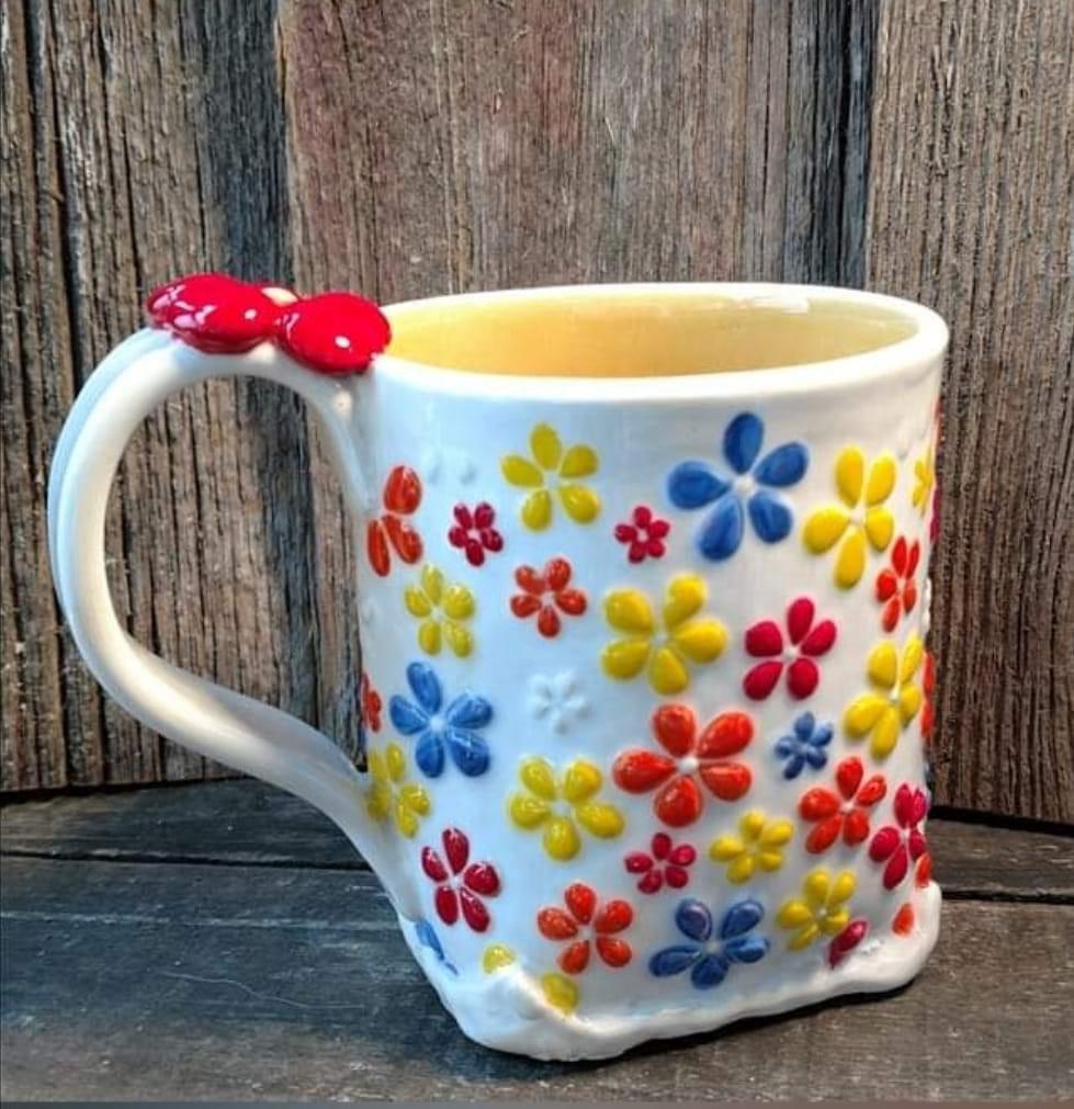 Brightly underglazed mug by Marla James