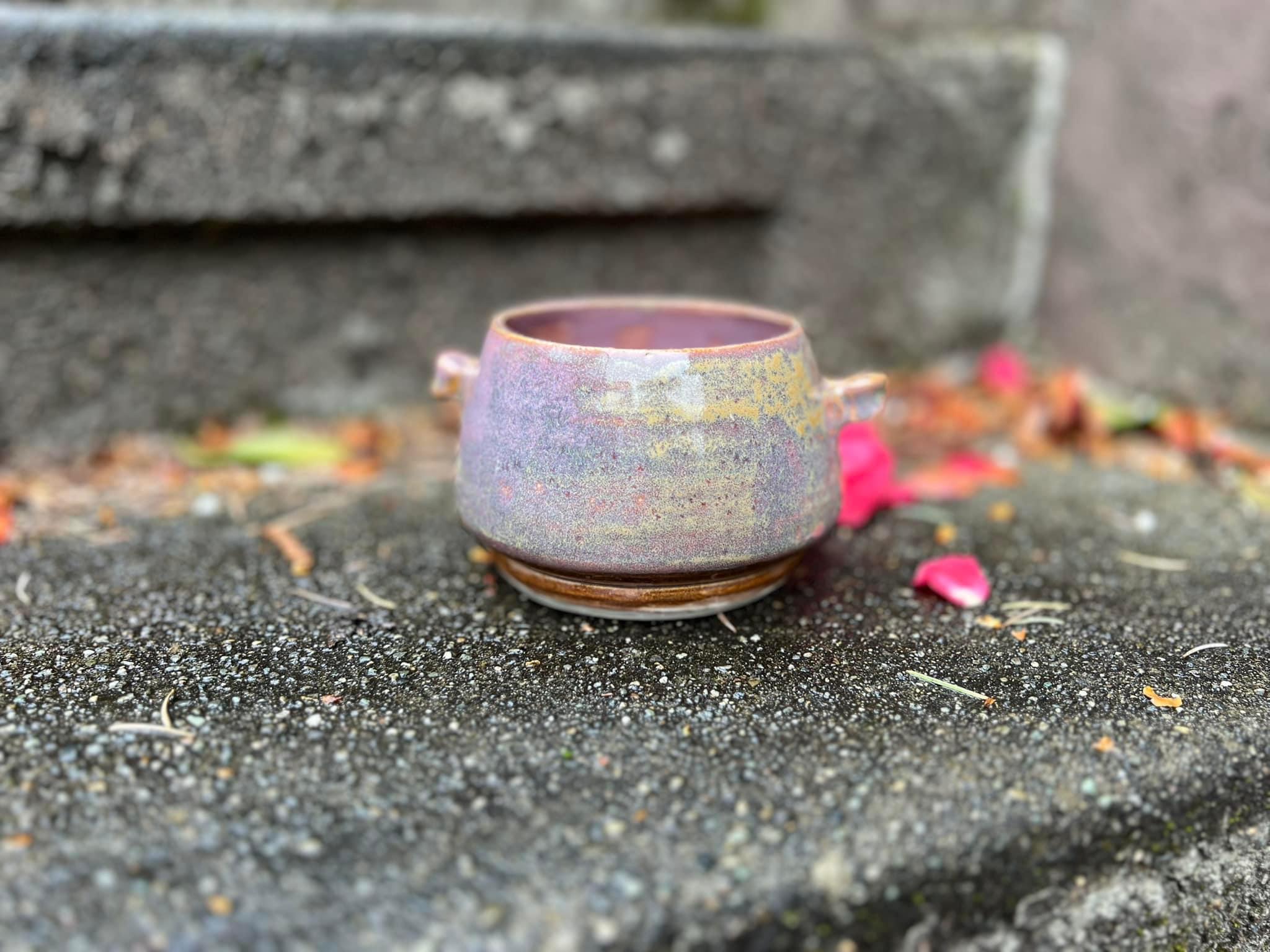 Tiger Eye over Lavender Mist mug by Shaw Beatrice Law