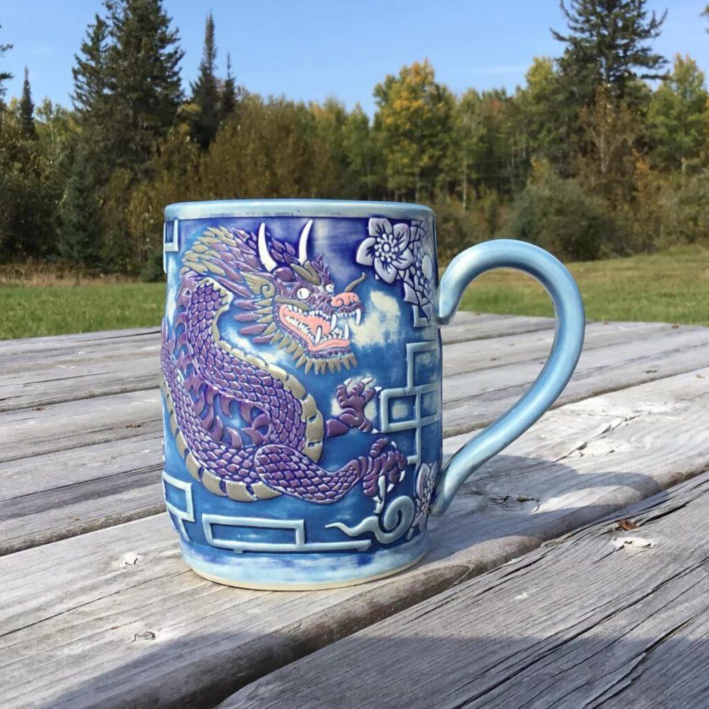 Amethyst Dragon Stein hand built by Forest Grace