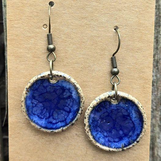 Turbulent Indigo with Ice Blue earrings by Star Light Clay