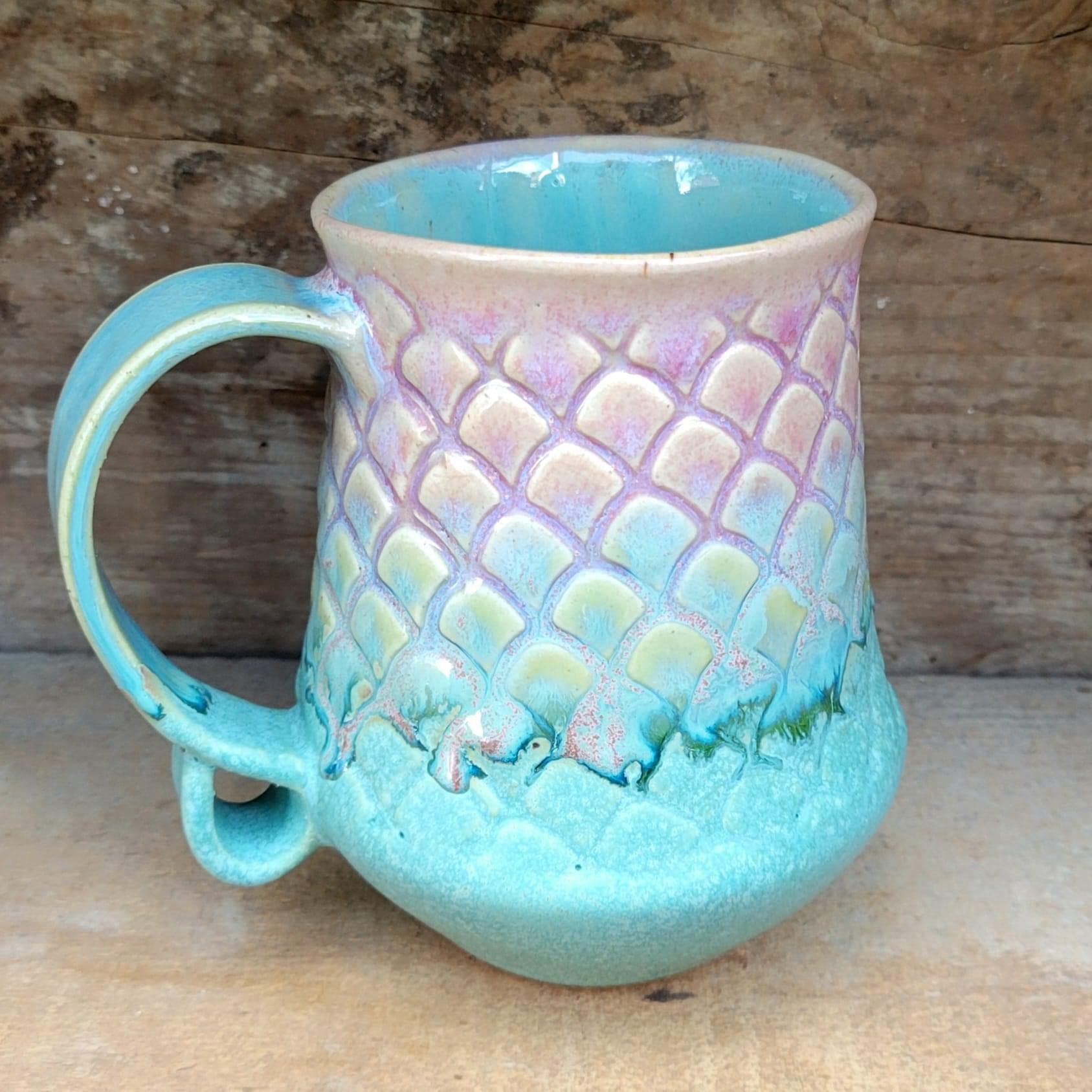 Handbuilt Sea Spray Rhubarb mug by Starlight Clay