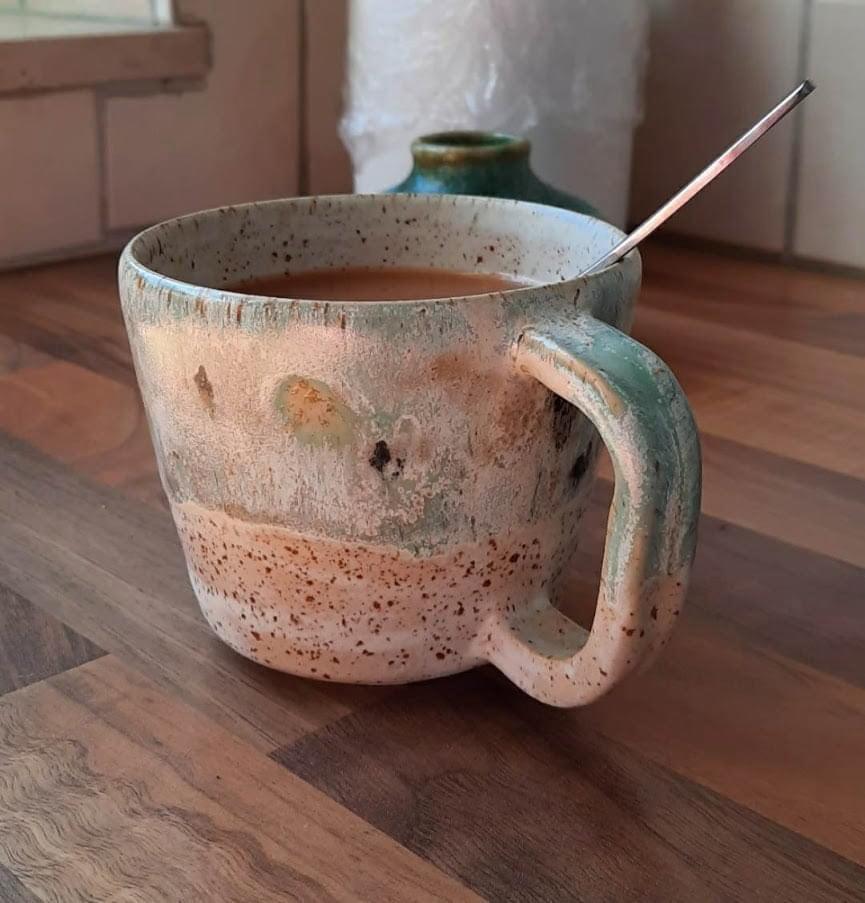 Sea Salt and Aurora Green Mug by Sarah Beelin