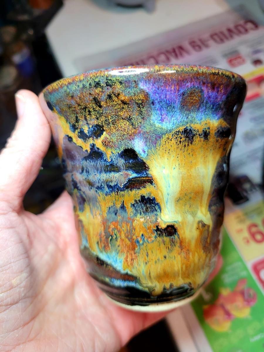 River Rock, Oatmeal and Ancient Jasper combo tumbler by Sherry Kirk