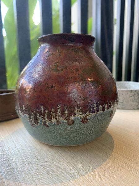 Round Ancient copper vase by Jayne Hemphill