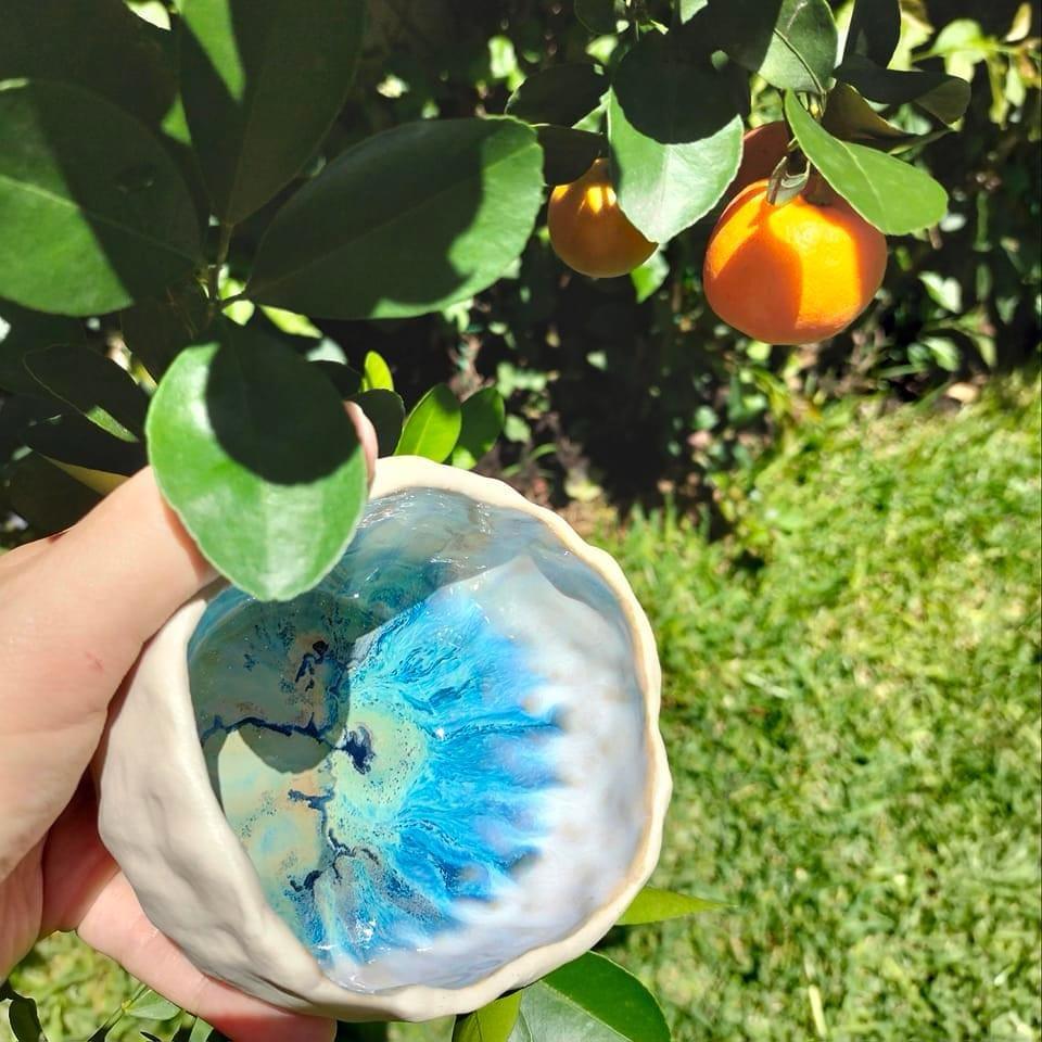 Spectrum Pearl White and Storm combo bowl by Ursula Lou