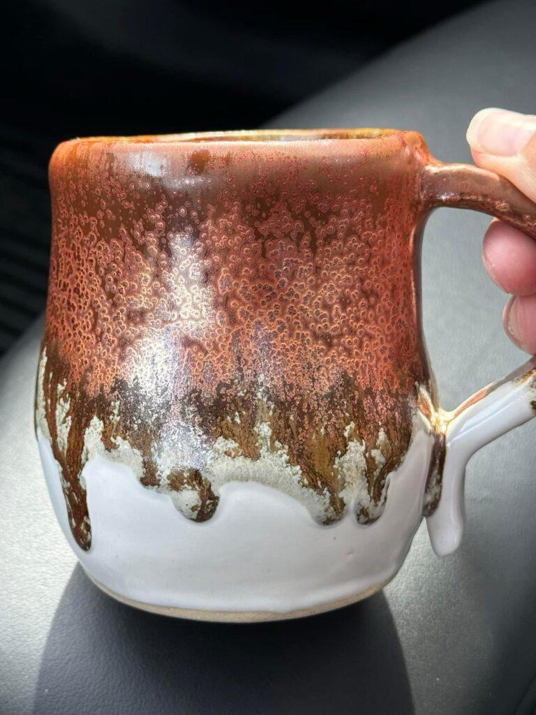 Ancient Copper and Snow Mugs by Leesa Lee