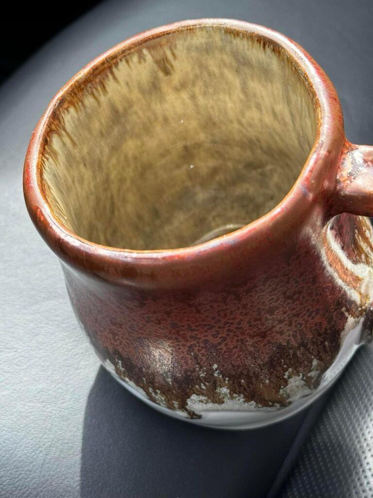 Ancient Copper and Snow Mugs by Leesa Lee