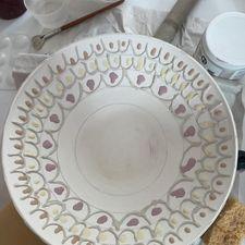 Peacock plate set by Cathie Sheffield-Thompson