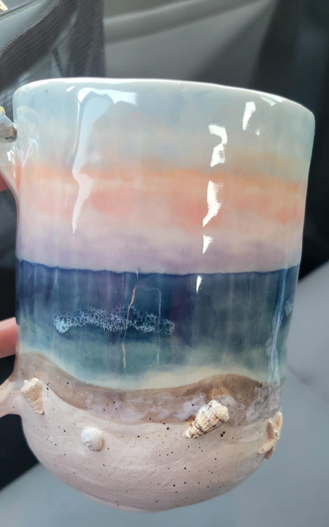 Beach landscape mug set by Renee Palmer Harley