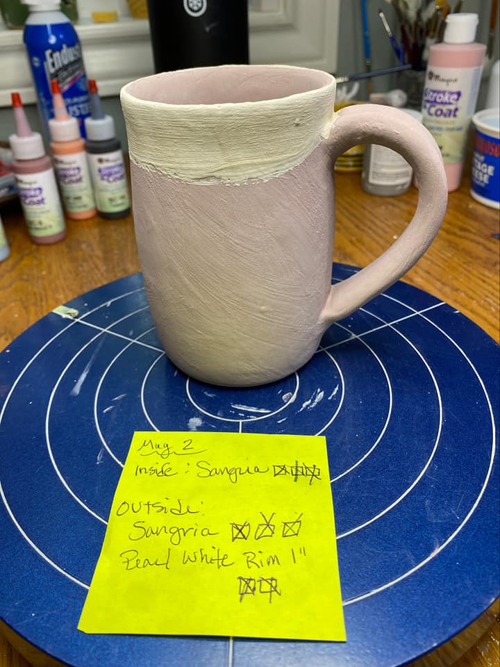 Sangria and Pearl White Mug by Little Wolf Pottery prefire