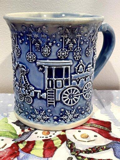 Blue Christmas mug by Elaine Diamond