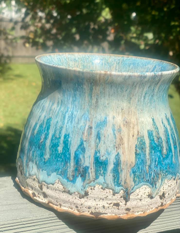 Sea vibe combo on the ceramic vessel by Emily Carrere