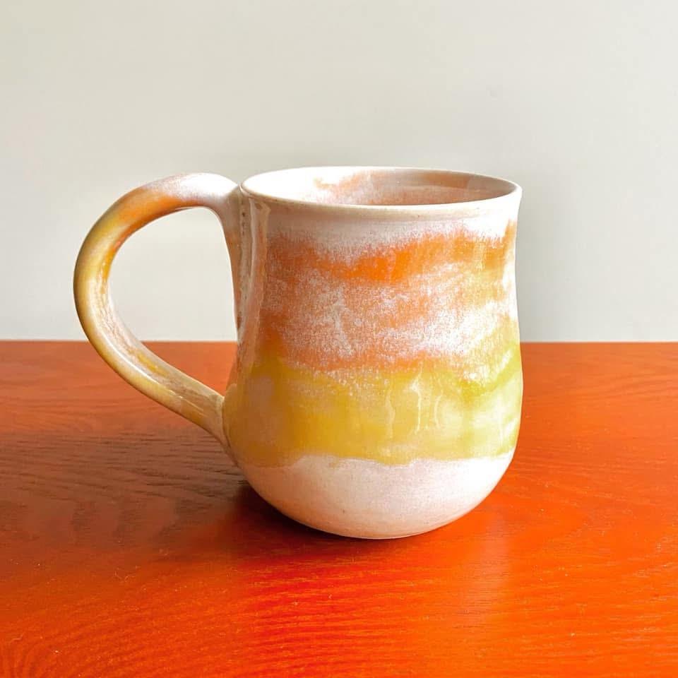 Yellow and Orange Celadons with honey Flux by Michelle Arnold